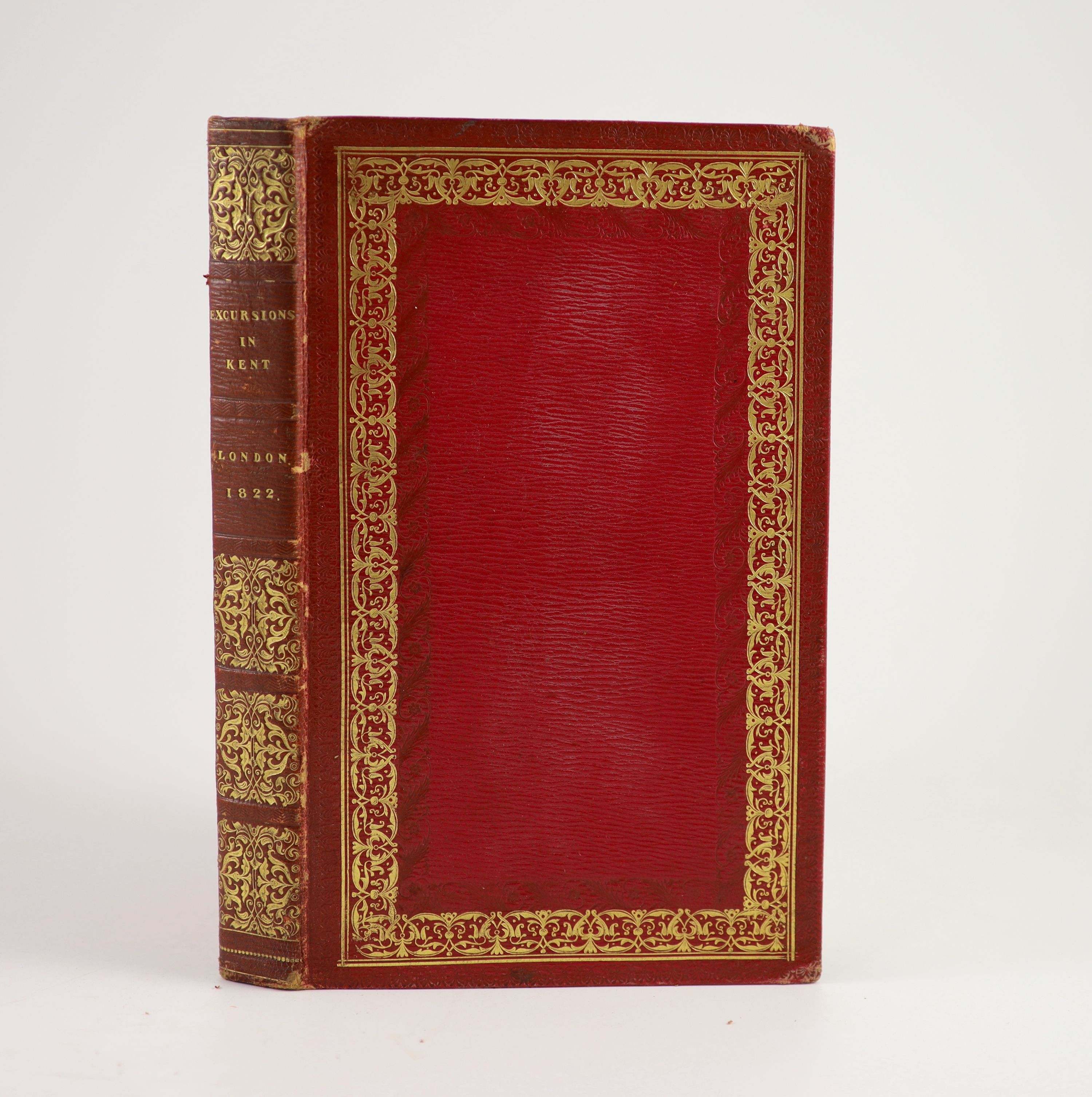 [Cromwell, Thomas] - Excursions in the County of Kent, qto, large paper edition, red morocco gilt, folding map and 44 plates, London, 1822